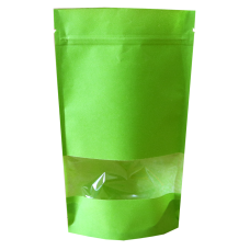 Пакет дой пак зеленый с прозрачным окошком 40 мм с zip-lock
