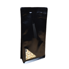 Пакет восьмишовный черный с треугольным окошком снизу
