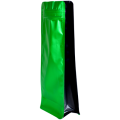 Квадропак, пакет восьмишовный зеленый матовый с черными вставками с замком