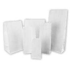 Бумажные пакеты белые с прямоугольным дном