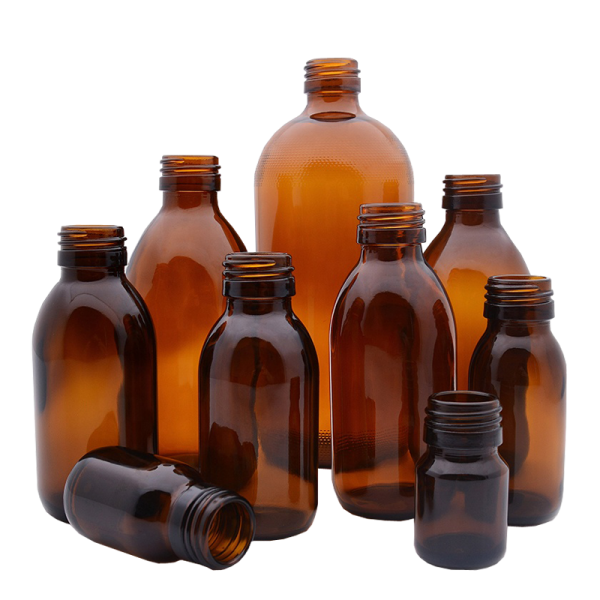 Флаконы из коричневого стекла с широким горлом