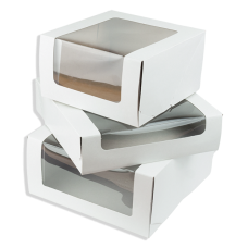 Коробки для тортов с окном белые