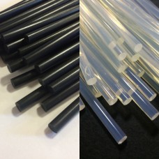 Стержни клеевые черные и прозрачные, диаметр 7.5 мм.