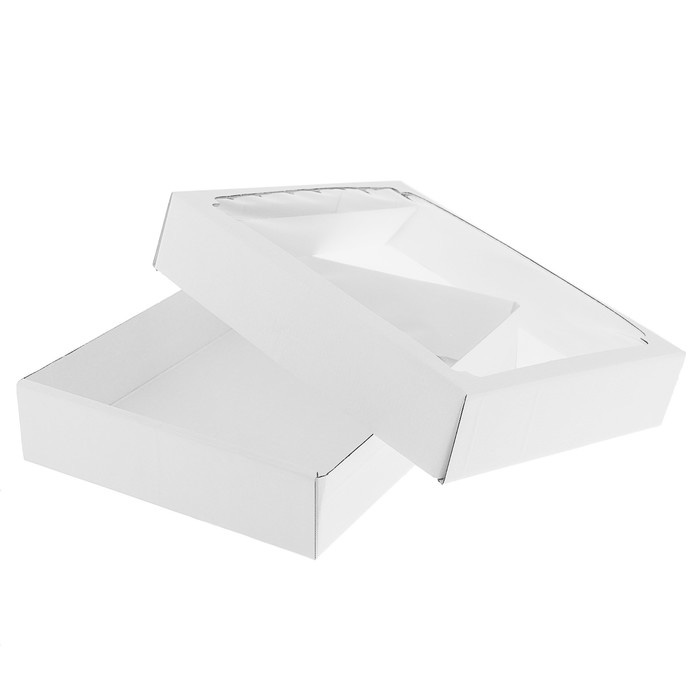 Коробочка картон белая с окном