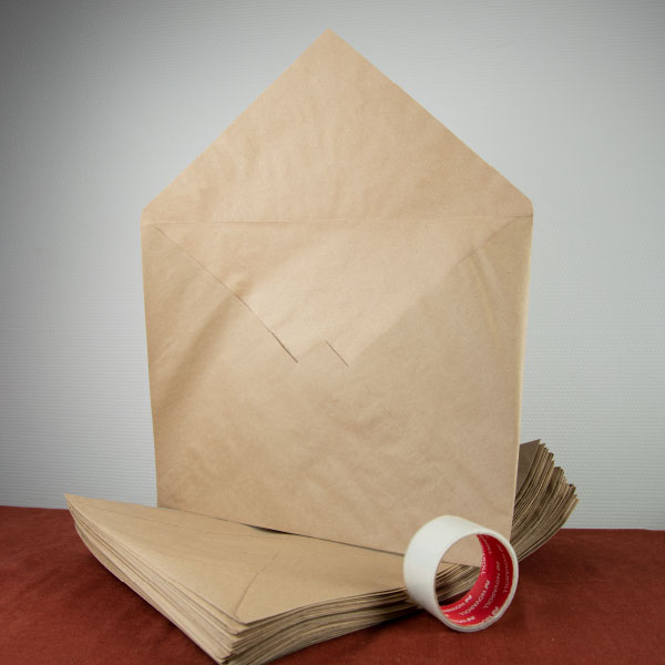 Крафт конверты с треугольным клапаном купить оптом в Челябинске