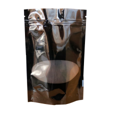 Пакет дой пак черный с овальным окошком с замком zip-lock
