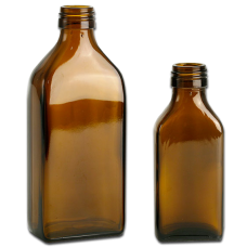 Флаконы прямоугольные из коричневого стекла